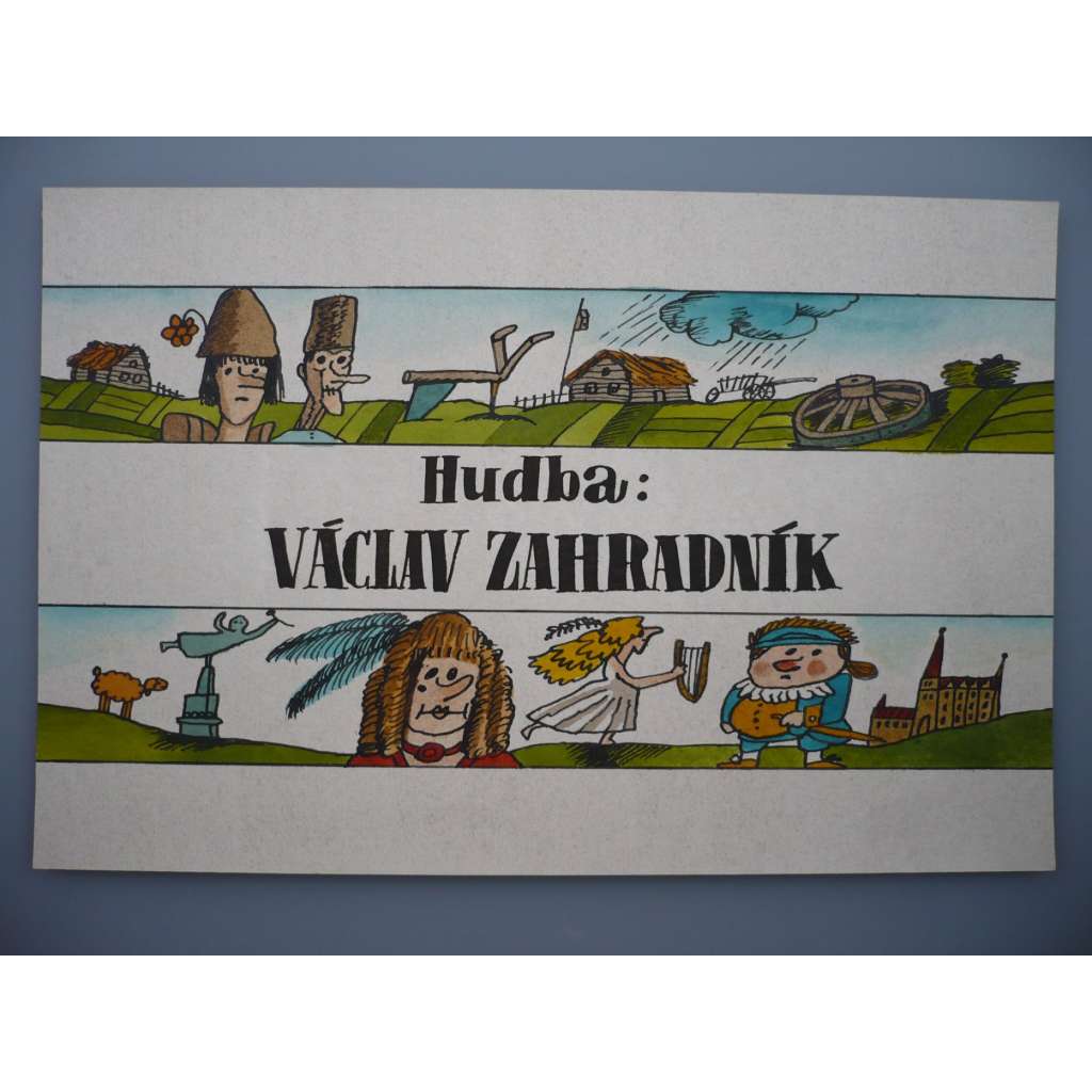 Hudba: Václav Zahradník (Petr Poš , originál akvarel, televizní titulky, razítko ČST)