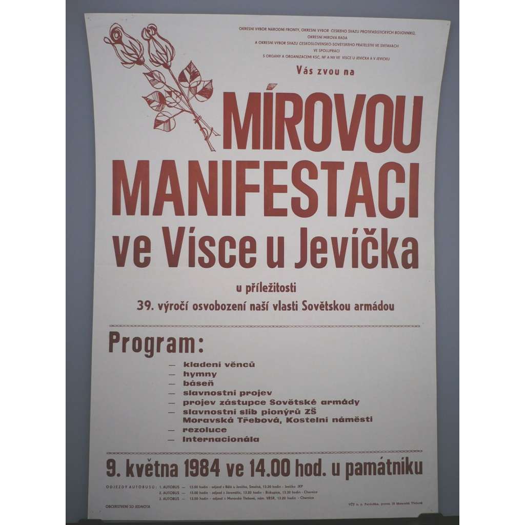 Mírová manifestace ve Visci u Jevíčka - 39. výročí osvobození - komunismus, propaganda
