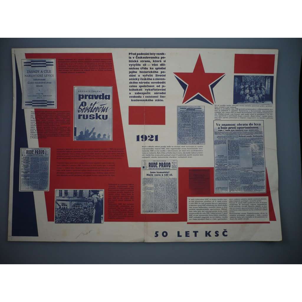 Plakát - 50 let KSČ / Komplexní socialistická racionalizace - komunismus, propaganda