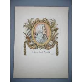 Kubašta Vojtěch - Mozart v Praze, portrét - Barevná litografie, signováno