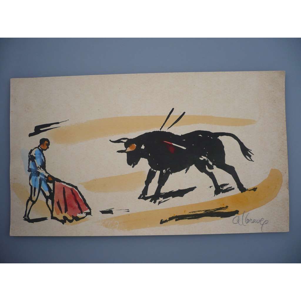 Alois Moravec (1899 - 1987) - Corrida - Akvarel, signovaná grafika