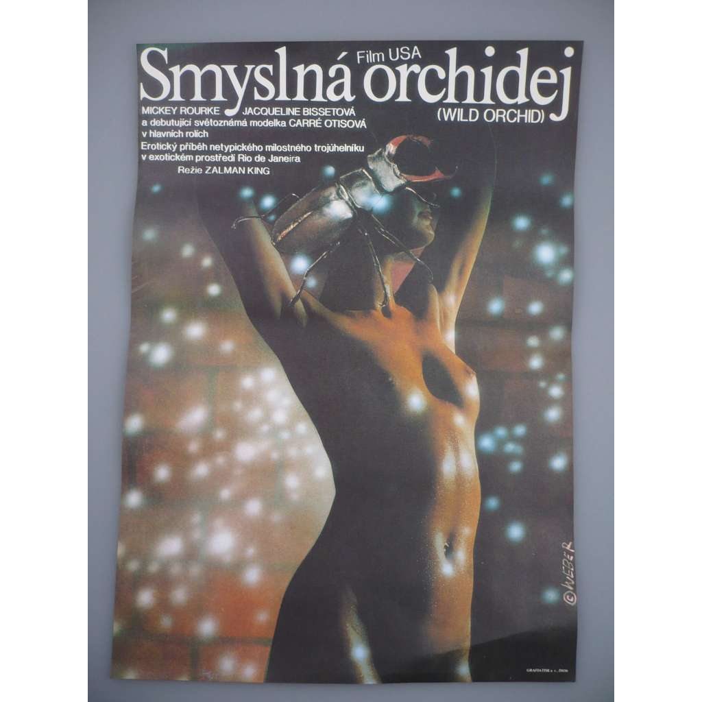 Smyslná orchidej (filmový plakát, film USA 1983, režie  Zalman King, Hrají: Mickey Rourke, Jacqueline Bisset, Carré Otis)