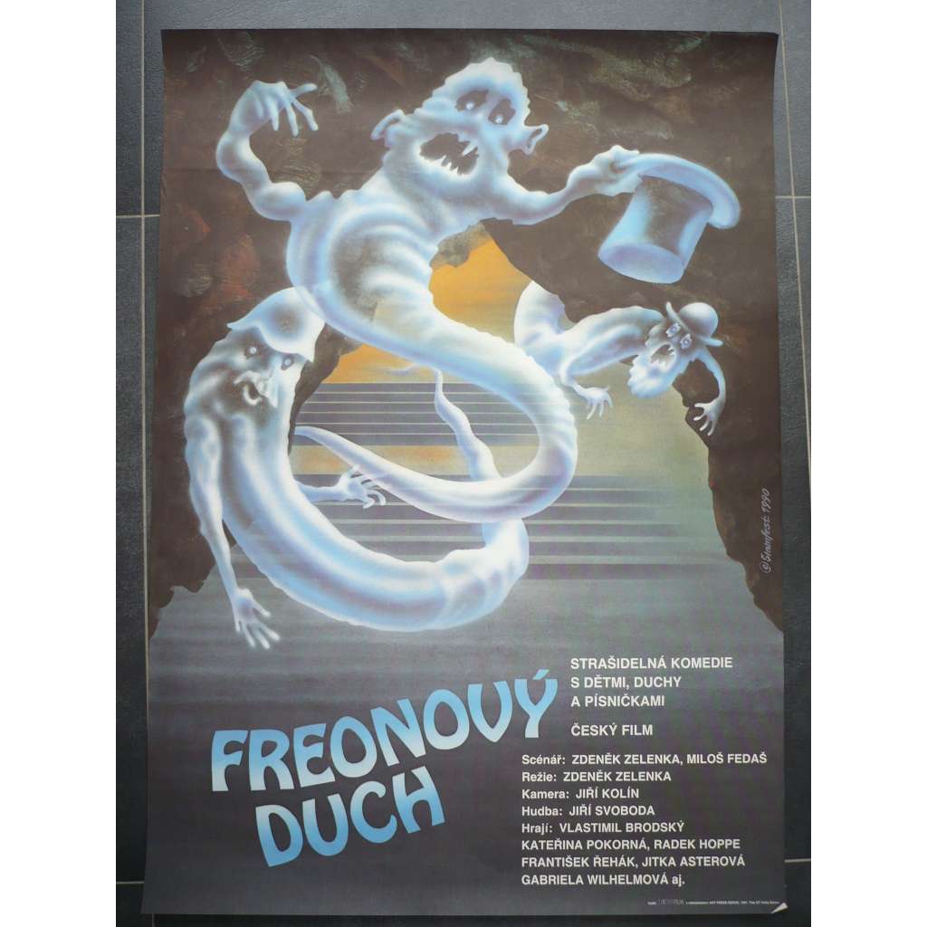 Freonový duch (filmový plakát, film ČSSR 1990, režie Zdeněk Zelenka, Hrají: Kateřina Pokorná, Radek Hoppe, Vlastimil Brodský)