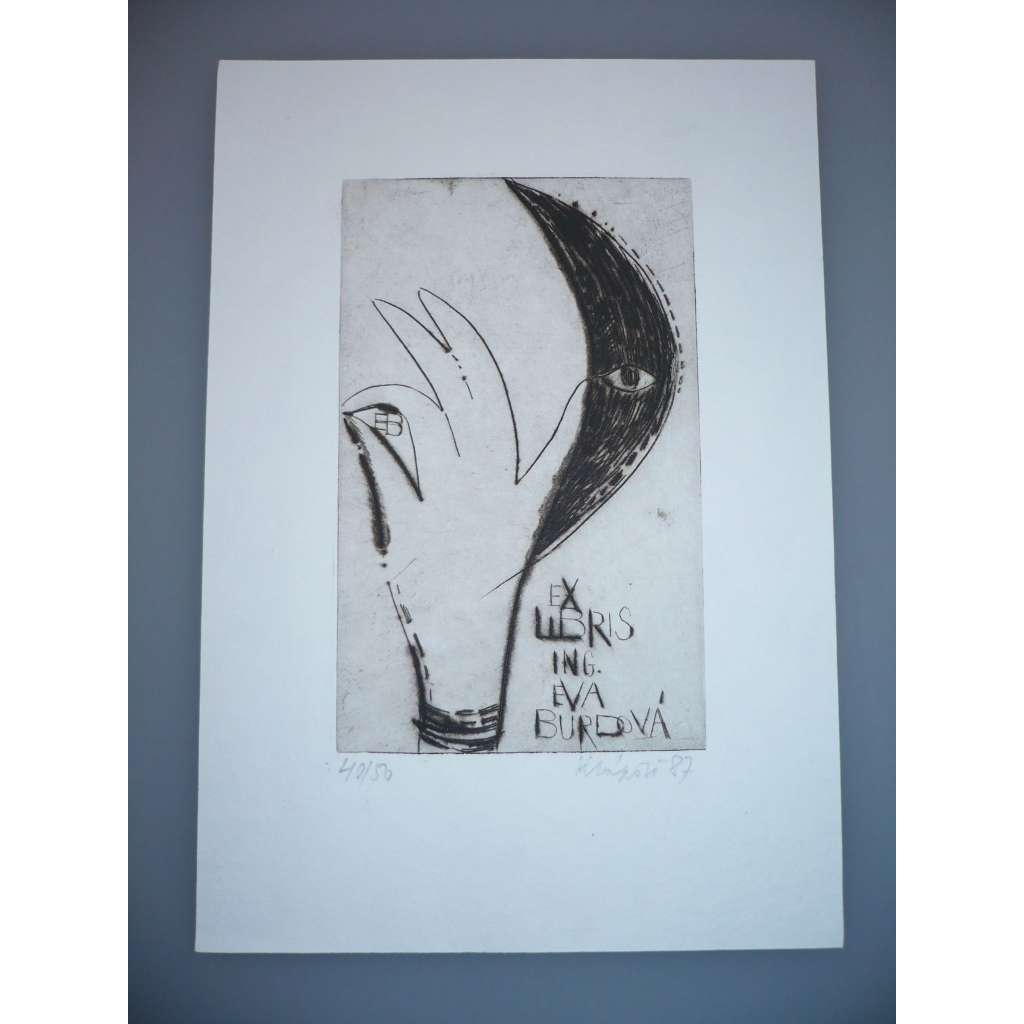Jaroslav Klápště (1923 - 1999) - EX LIBRIS - Suchá jehla, signovaná grafika