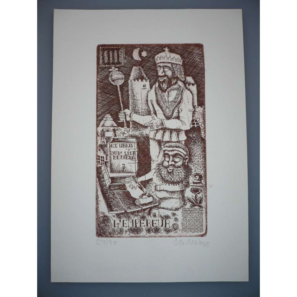 Havlíček Jiří (1946) - EX LIBRIS 1975 - Lept, signovaná grafika