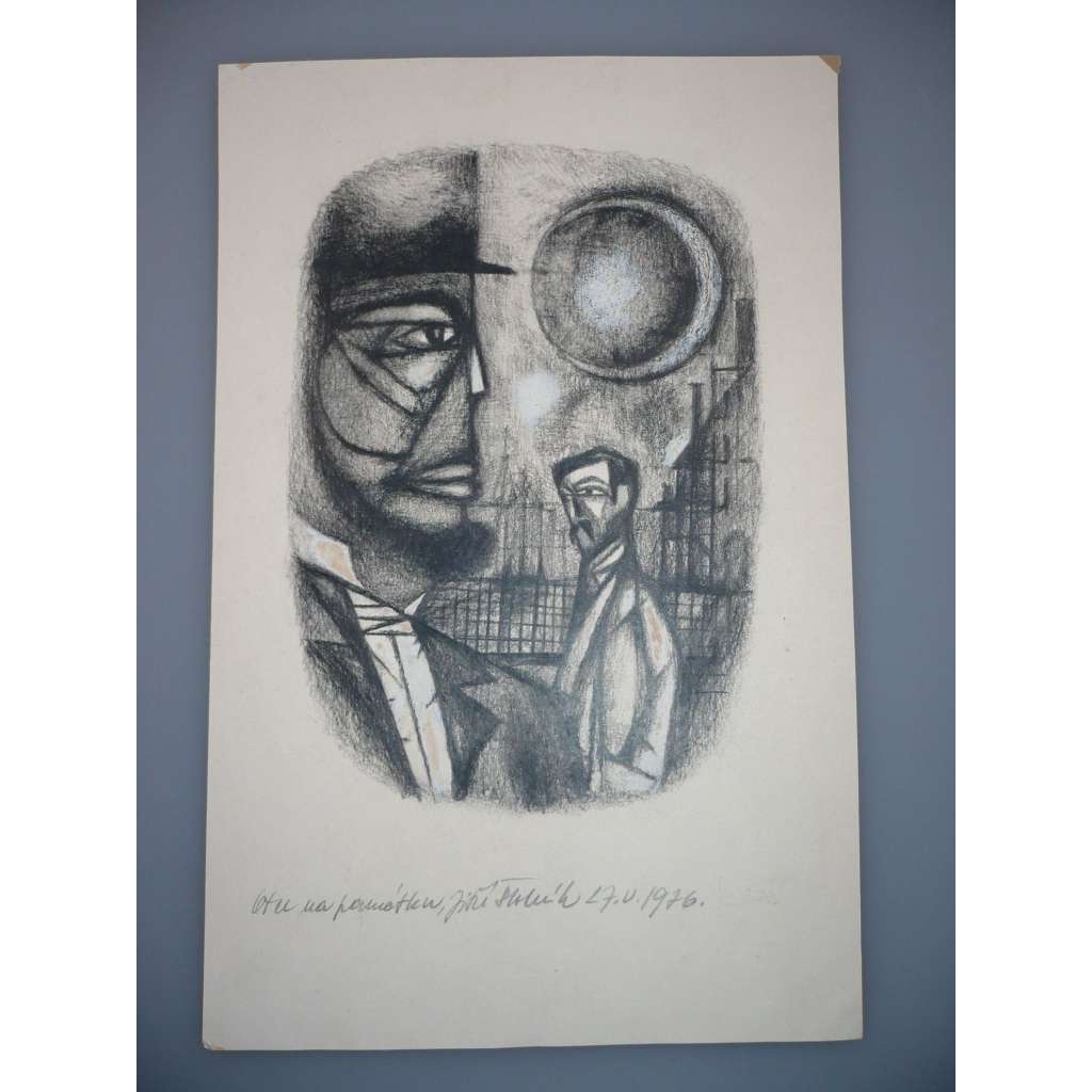 Jiří Školník (1944 - 2015) - Noční setkání - Kresba, signovaná grafika