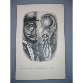 Jiří Školník (1944 - 2015) - Noční setkání - Kresba, signovaná grafika