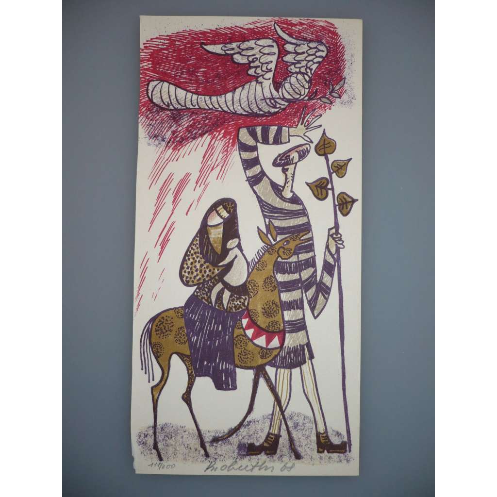 Karel Oberthor (1921 - 1996) - Útěk do Egypta (1968) - Litografie, signovaná grafika
