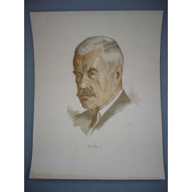 Oldřich Lasák (1884 - 1968) - Portrét Petr Bezruč - Barevná litografie 1950, signovaná grafika
