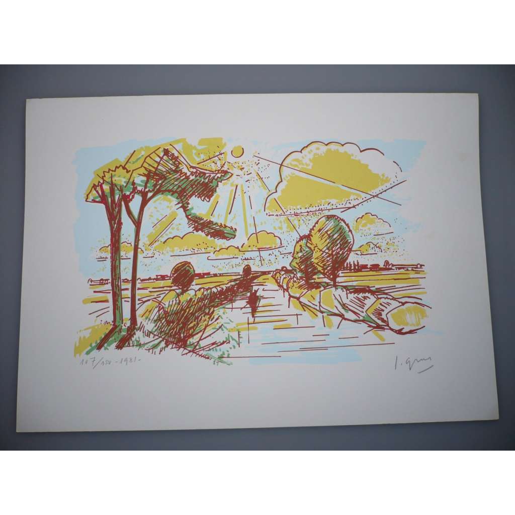 Jaroslav Grus (1891 - 1983) - Labe - Barevná litografie 1981, signovaná grafika