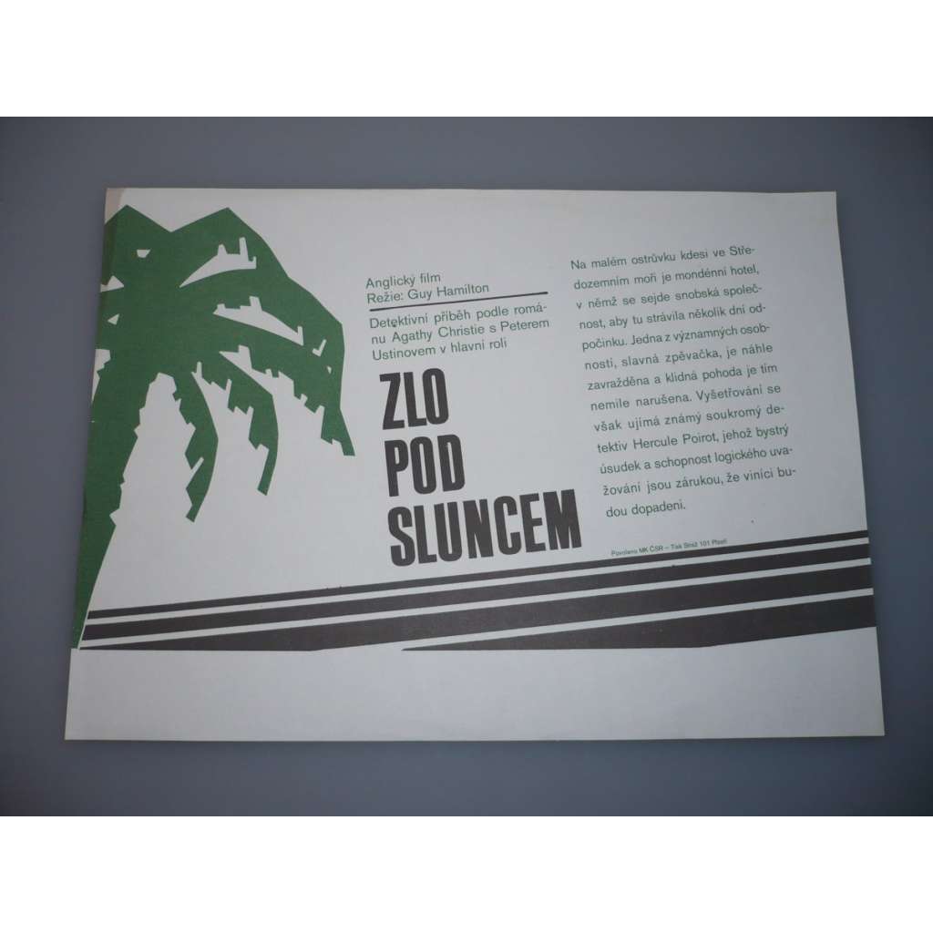 Zlo pod sluncem (filmový plakát, papírová fotoska, slepka, film VB 1982, režie Guy Hamilton, Hrají: Peter Ustinov, Colin Blakely, Jane Birkin)