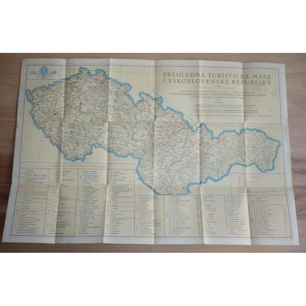ČESKOSLOVENSKÁ REPUBLIKA - Turistická mapa - Přehled památek, ubytoven