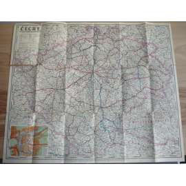 ČECHY - Fastrova automobilová a cyklistická mapa - Kreslil J. Havránek