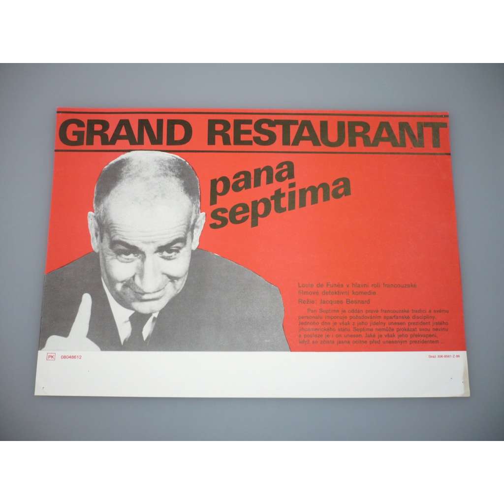 Grand restaurant pana Septima (filmový plakát, papírová fotoska, slepka, film 1966, režie Jacques Besnard, Hrají: Louis de Funès, Bernard Blier, María-Rosa Rodriguez)