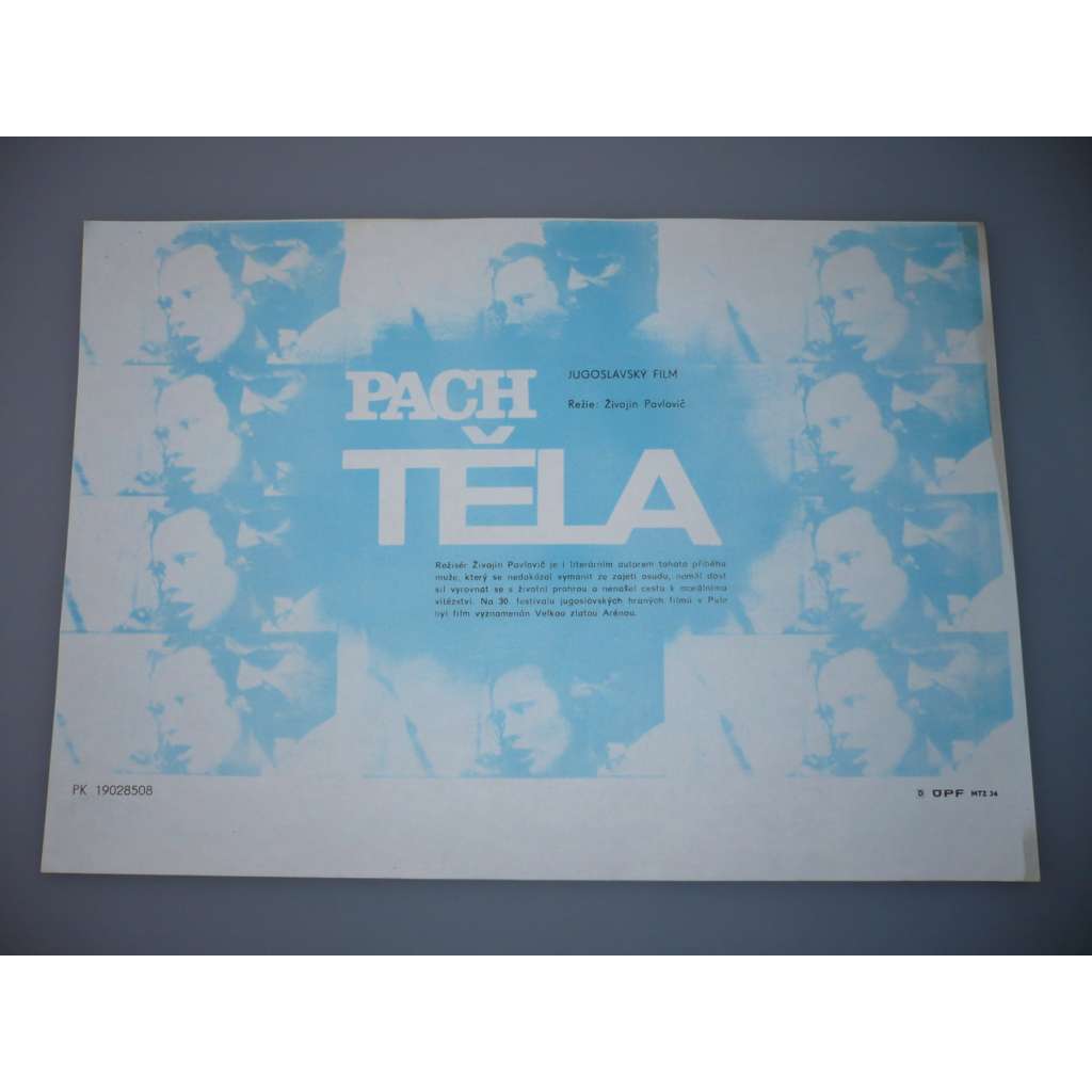 Pach těla (filmový plakát, papírová fotoska, slepka, film Jugoslávie 1983, režie Živojin Pavlovič, Hrají: Rade Šerbedžija, Dušan Janičijevič, Branko Cvejič)