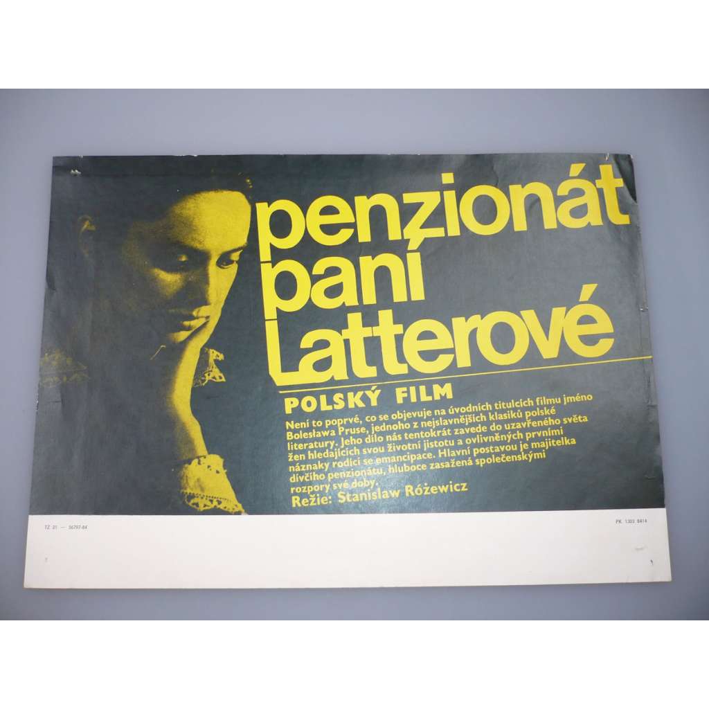 Penzionát paní Latterové (filmový plakát, papírová fotoska, slepka, film Polsko 1983, režie Stanisław Różewicz, Hrají: Barbara Horawianka, Halina Łabonarska, Jacek Borkowski)