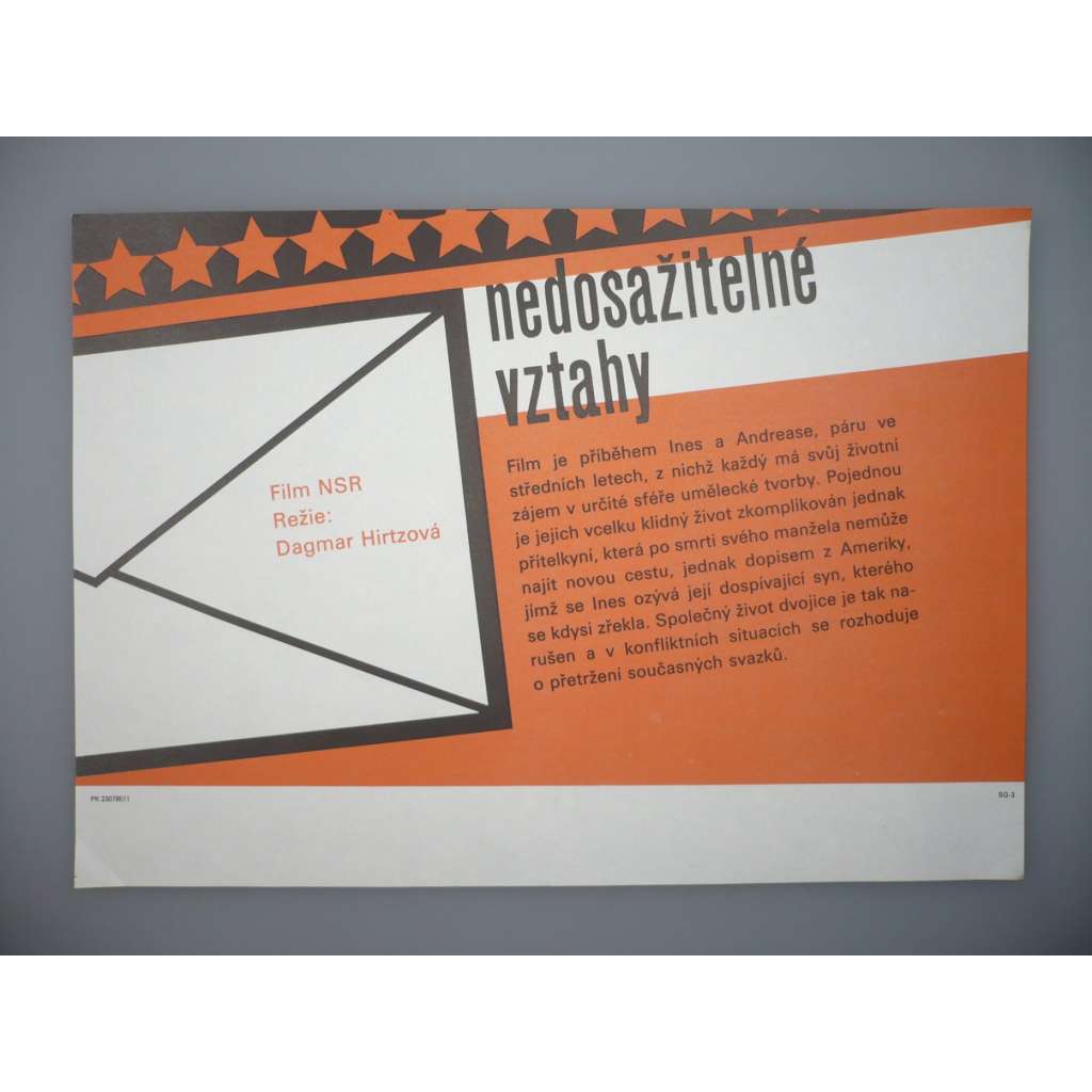 Nedosažitelné vztahy (filmový plakát, papírová fotoska, slepka, film NSR 1984, režie Dagmar Hirtz, Hrají: Kathrin Ackermann, Brigitte Karner, Loni von Friedl)