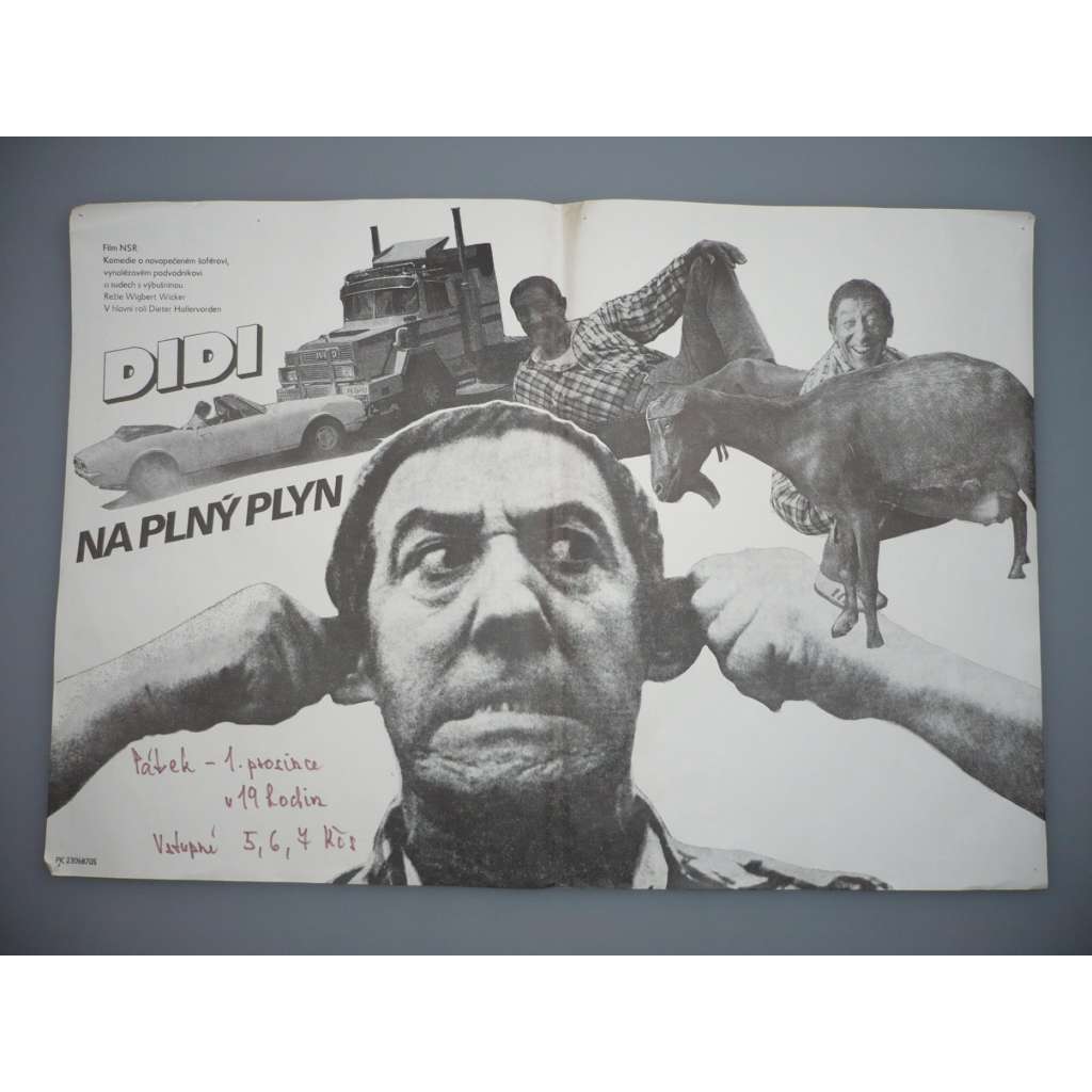 Didi na plný plyn (filmový plakát, film SRN 1986, režie Wigbert Wicker, Hrají: Dieter Hallervorden, Bernard Menez, Hans Peter Hallwachs)