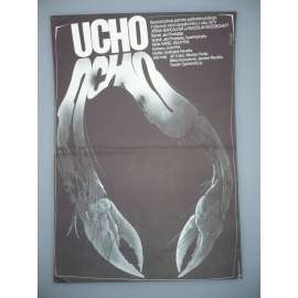 Ucho (filmový plakát, film ČSSR 1970, režie Karel Kachyňa, Hrají: Jiřina Bohdalová, Radoslav Brzobohatý, Gustav Opočenský)