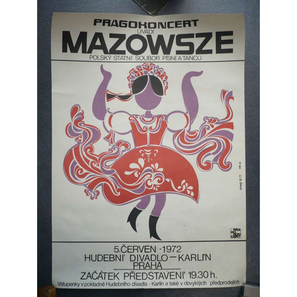 Mazowsze - Polský státní soubor písní a tanců - Pragokoncert 1972 - Hudební divadlo Karlín - plakát