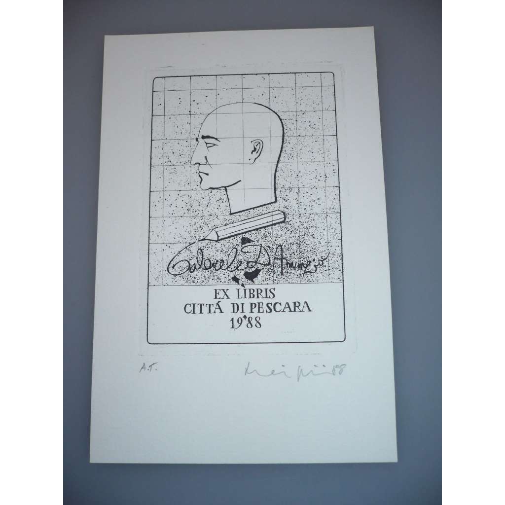 Jiří Mika (1946 - 2012) - EX LIBRIS - Lept, signovaná grafika 1988