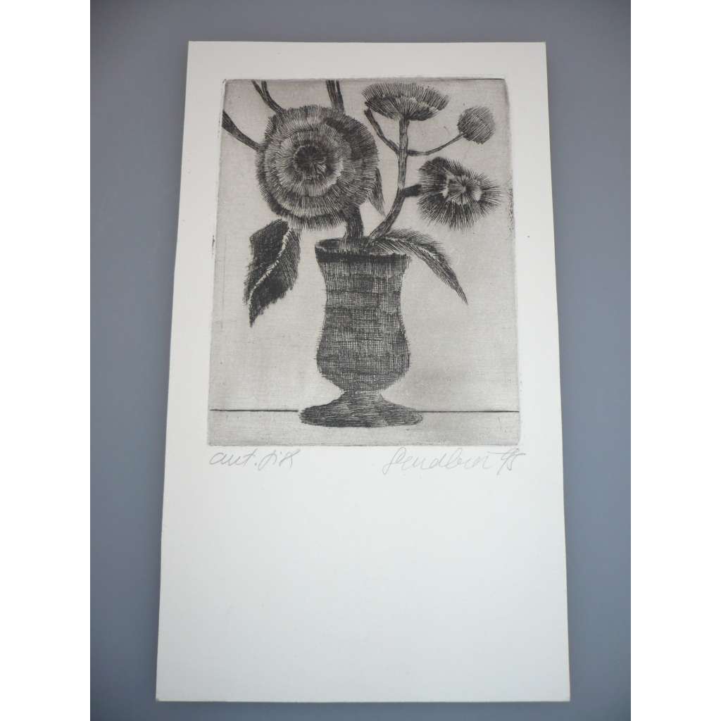 Eva Sendlerová (1939) - Váza - Suchá jehla, signovaná grafika 1995