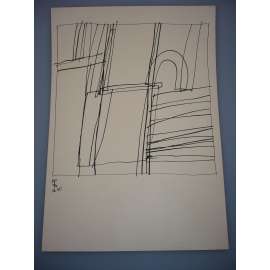 Karel Prášek (1950) - Abstrkce - Kresba tuší 1974, signovaná grafika