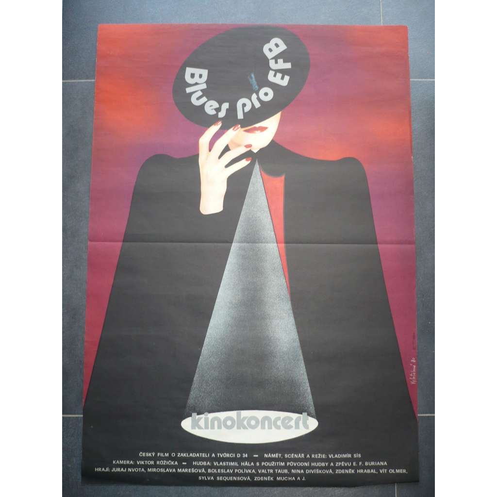 Blues pro EFB (filmový plakát, film ČSSR 1980, režie Vladimír Sís, Hrají: Juraj Nvota, Miroslava Marešová, Boleslav Polívka)