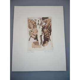 Petr Hampl (1943) - Motýlí žena - Lept, signovaná grafika