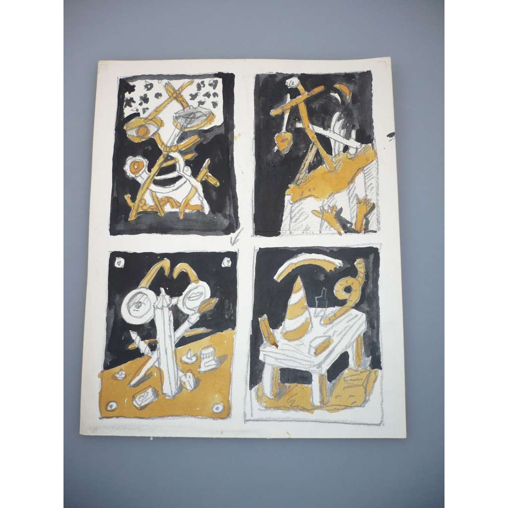 Petr Poš (1944 - 2015) - 4x skica - Kresby tužkou a akvarelem - nesignováno - grafika