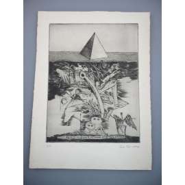 Petr Poš (1944 - 2015) - Pyramida - Suchá jehla 1982, signovaná grafika