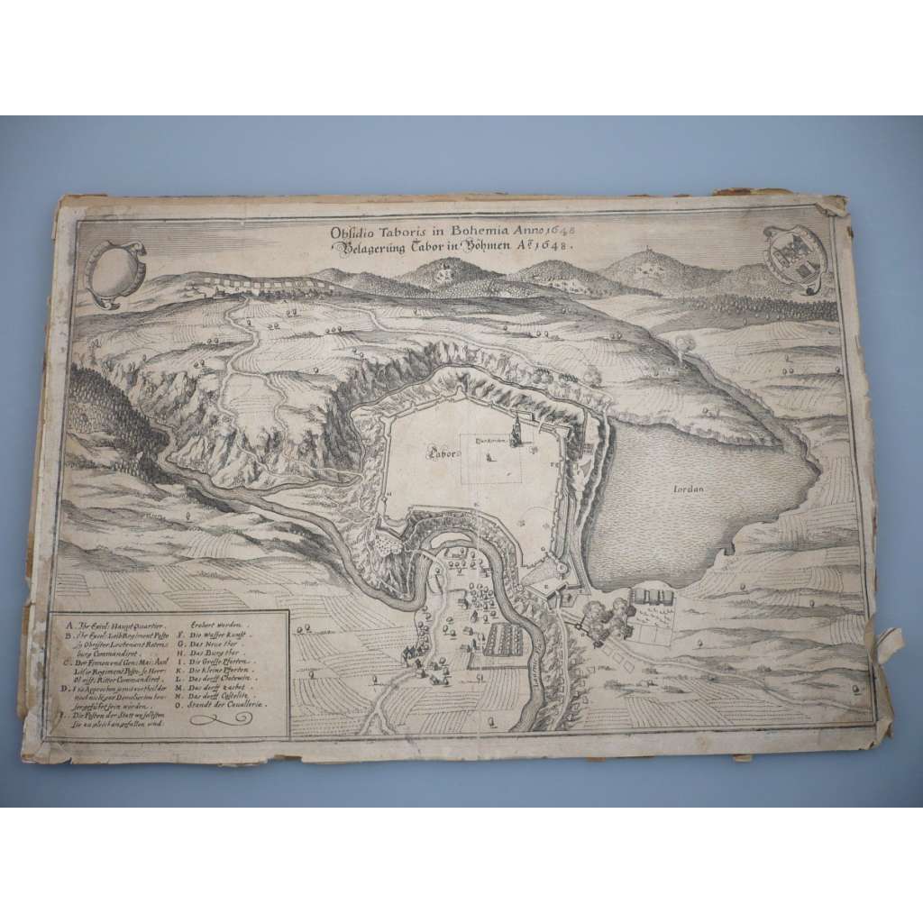 Obléhání Tábora v Čechách roku 1648 - Merian, Theatrum European - grafika (nalepeno na kartonu), Tábor