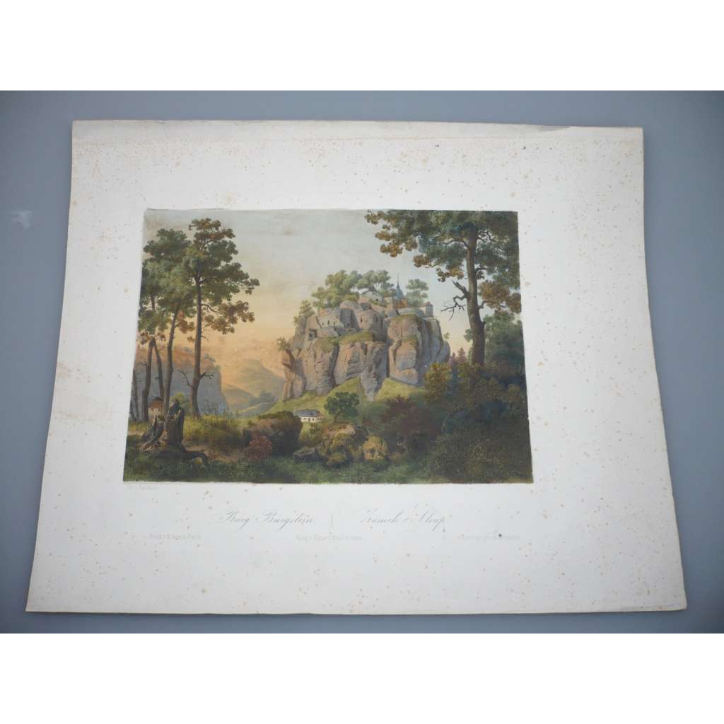 August Carl Haun (1815 - 1894) - Skalní had Sloup - Kolorovaná litografie, grafika (Schloss Burgstein)