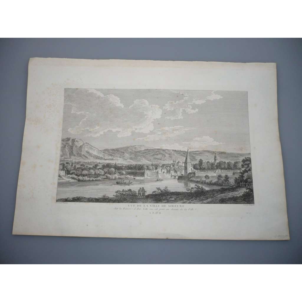 Louis-Joseph Masquelier (1741 - 1811) - Vue de la Ville de Soleure (Kanton Lausanne - Švýcarsko) - Ocelorytina, nesignovaná grafika