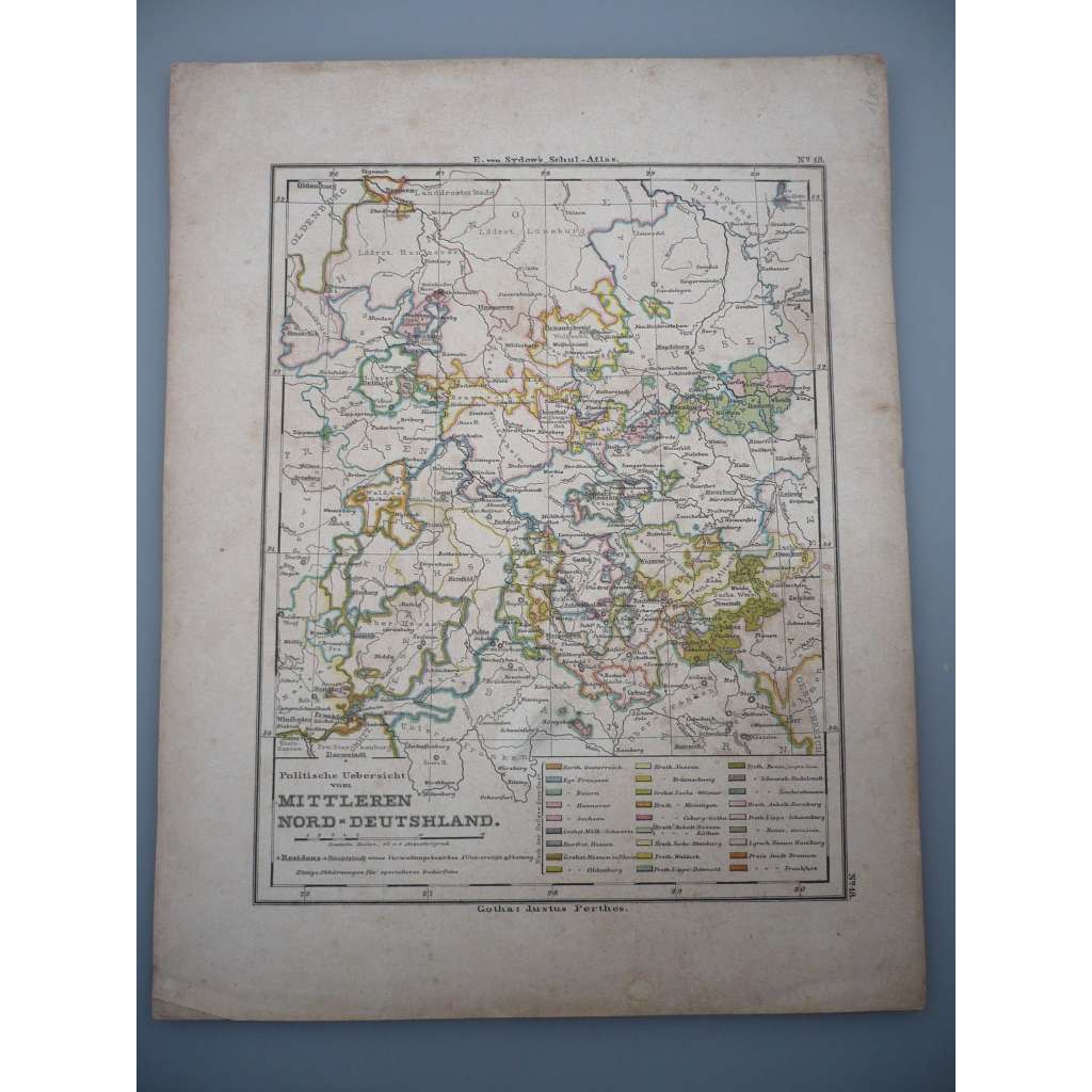 Německo - list z atlasu Sydow s Schul-Atlas - vyd. Justus Perthes Gotha (cca 1880)