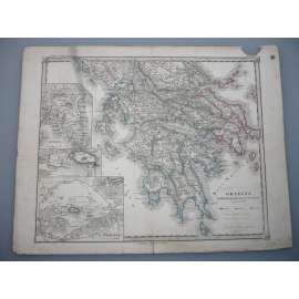Řecko - list z atlasu Sydow s Schul-Atlas - vyd. Justus Perthes Gotha (cca 1880)