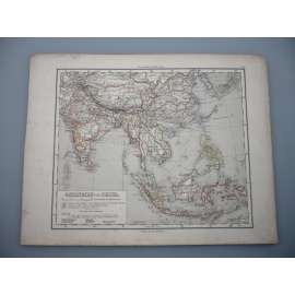 Východní Indie a Čína - list z atlasu Sydow s Schul-Atlas - vyd. Justus Perthes Gotha (cca 1880)
