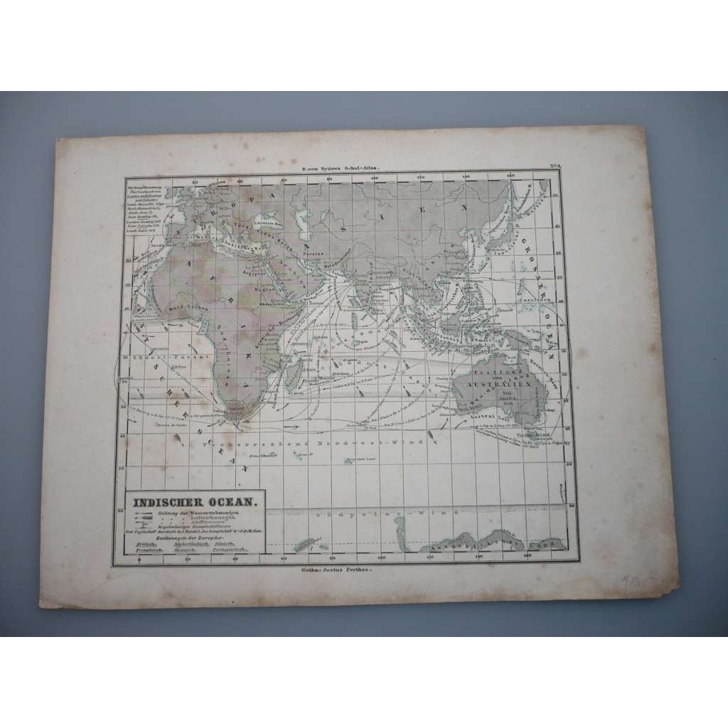 Indický Oceán - list z atlasu Sydow s Schul-Atlas - vyd. Justus Perthes Gotha (cca 1880)