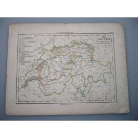 Švýcarsko - list z atlasu Sydow s Schul-Atlas - vyd. Justus Perthes Gotha (cca 1880)