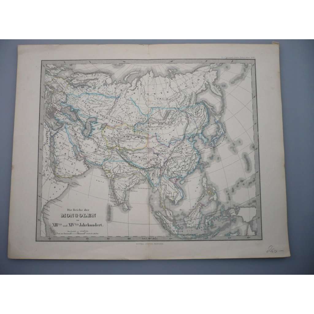 Mongolská říše - list z atlasu Sydow s Schul-Atlas - vyd. Justus Perthes Gotha (cca 1880)