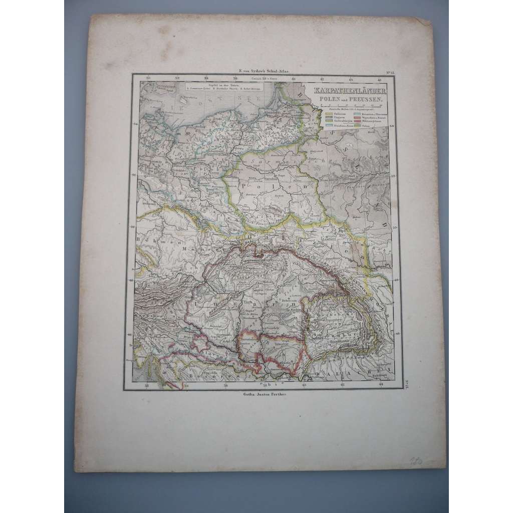 Karpatské země - list z atlasu Sydow s Schul-Atlas - vyd. Justus Perthes Gotha (cca 1880)