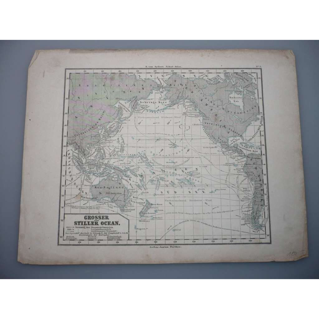 Tichý oceán - list z atlasu Sydow s Schul-Atlas - vyd. Justus Perthes Gotha (cca 1880)