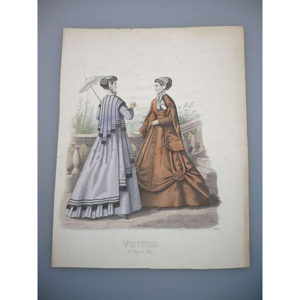 Viktoriánská móda - Kolorovaná litografie (cca 1860) - grafika