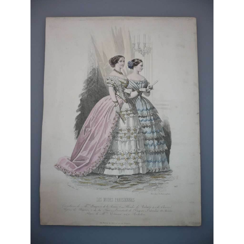 Pařížská móda - Kolorovaná litografie (cca 1850) - grafika