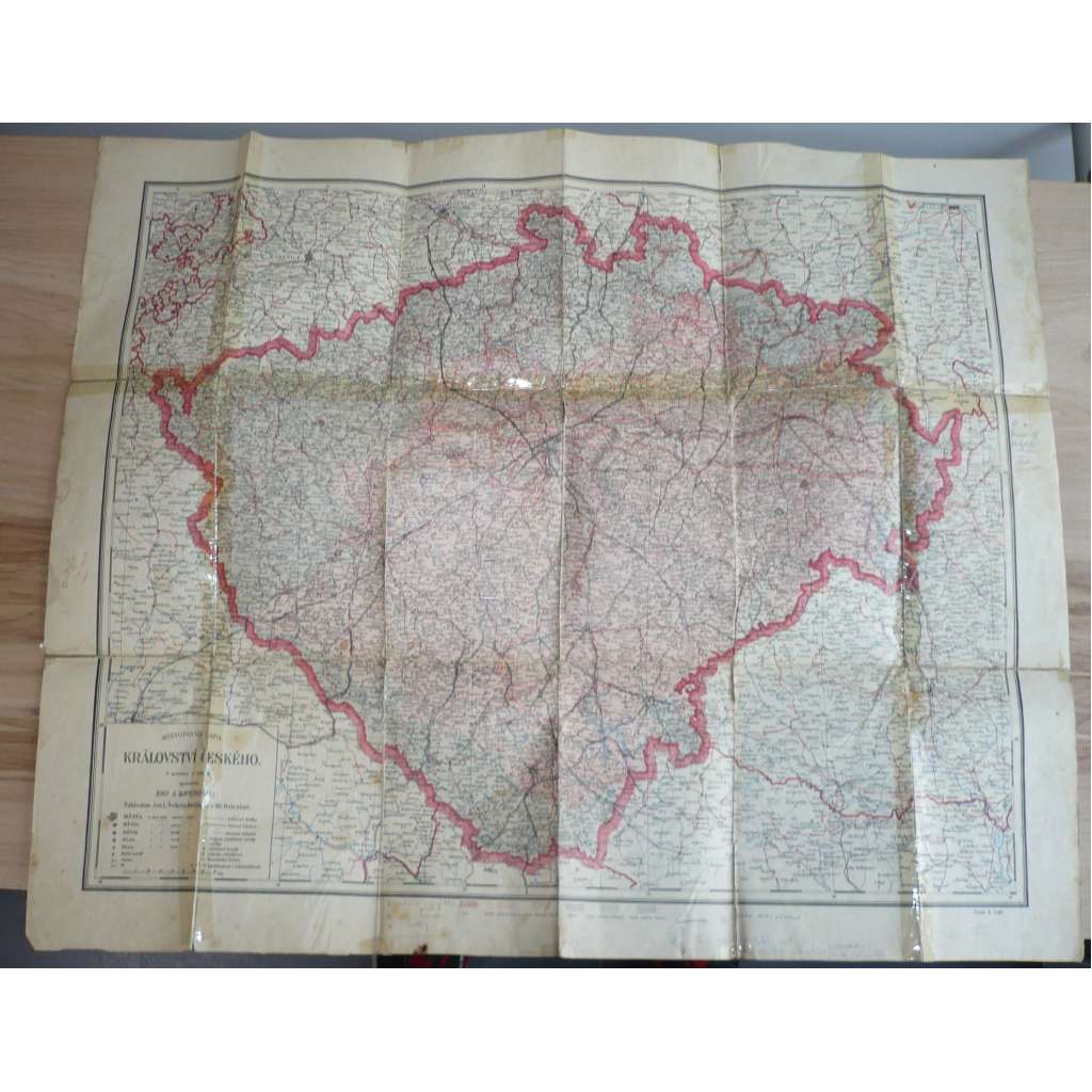 Mapa - Království české - Měřítko 1:560 000 - Zpracoval J. Brunclík