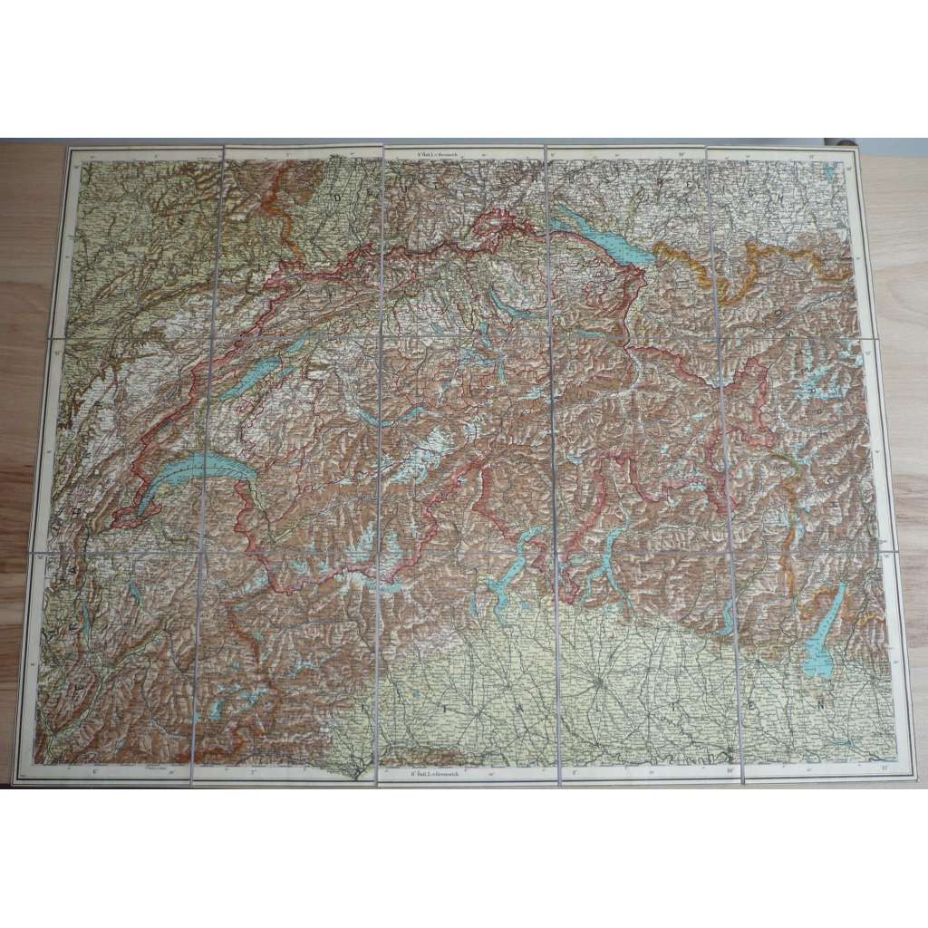 Mapa - Švýcarsko - Alpy - Bodamské jezero