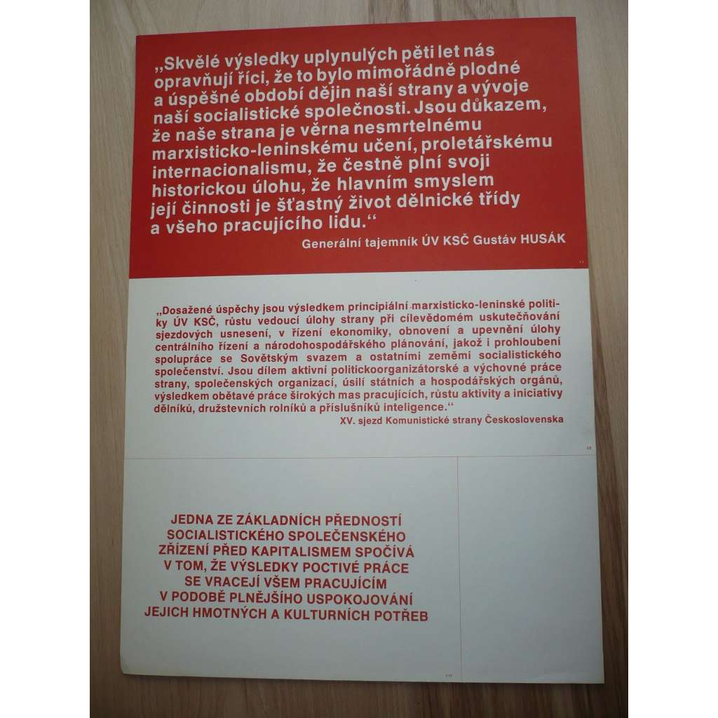 Plakát - Pětiletka, Hospodářství, Gustav Husák - komunismus, propaganda