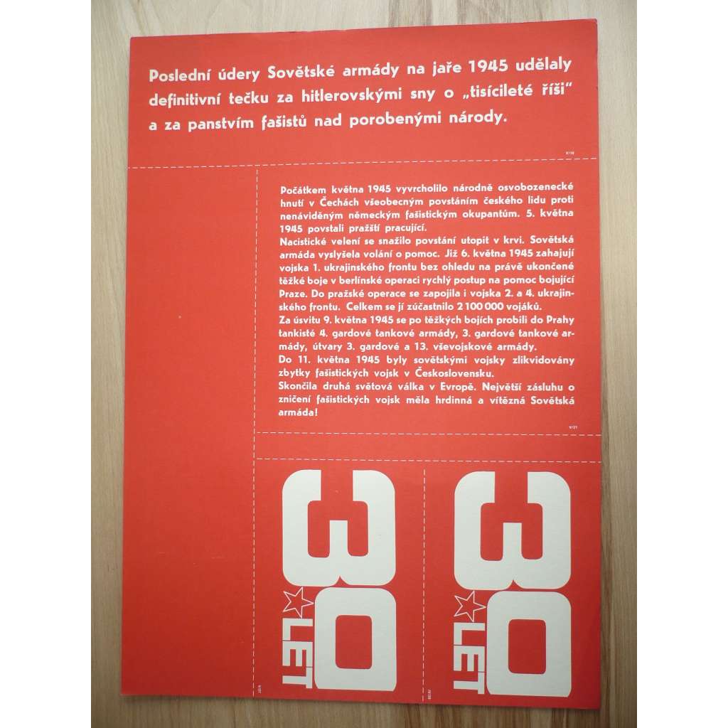 Plakát - 30 let Osvobození 1945 - komunismus, propaganda