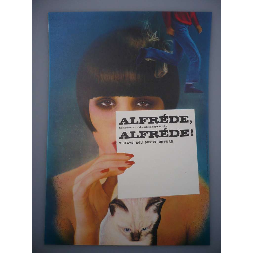 Alfréde, Alfréde! (filmový plakát, film Itálie 1972, režie Pietro Germi, Hrají: Dustin Hoffman, Stefania Sandrelli, Enzo Cannavale)