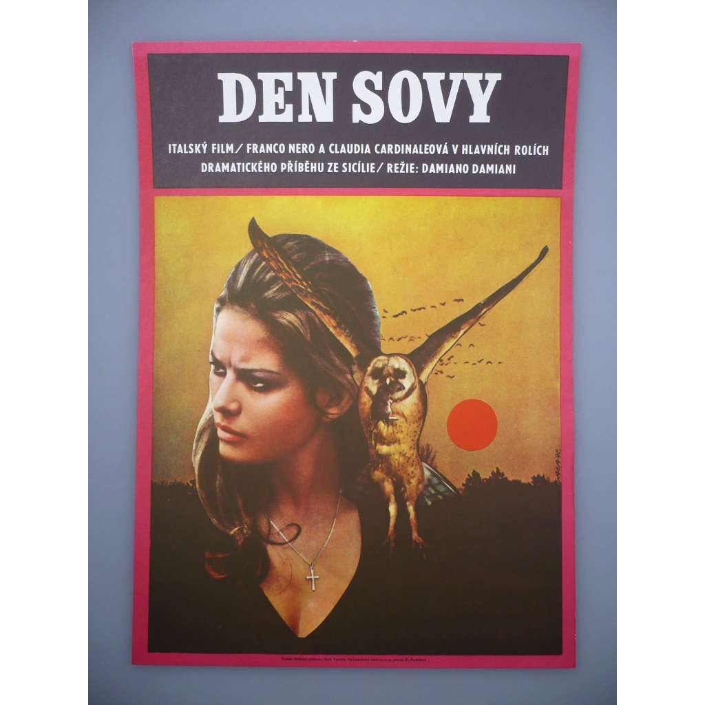 Den sovy (filmový plakát, film Itálie 1968, režie Damiano Damiani, Hrají: Claudia Cardinale, Franco Nero, Lee J. Cobb)
